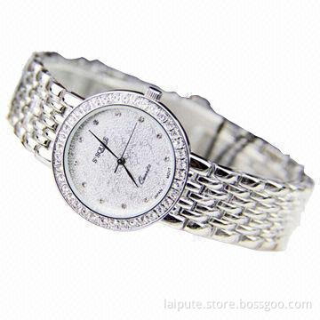 Nice Ladies' Gift Crystal Watch with Metal Band Charm, Water-resistant